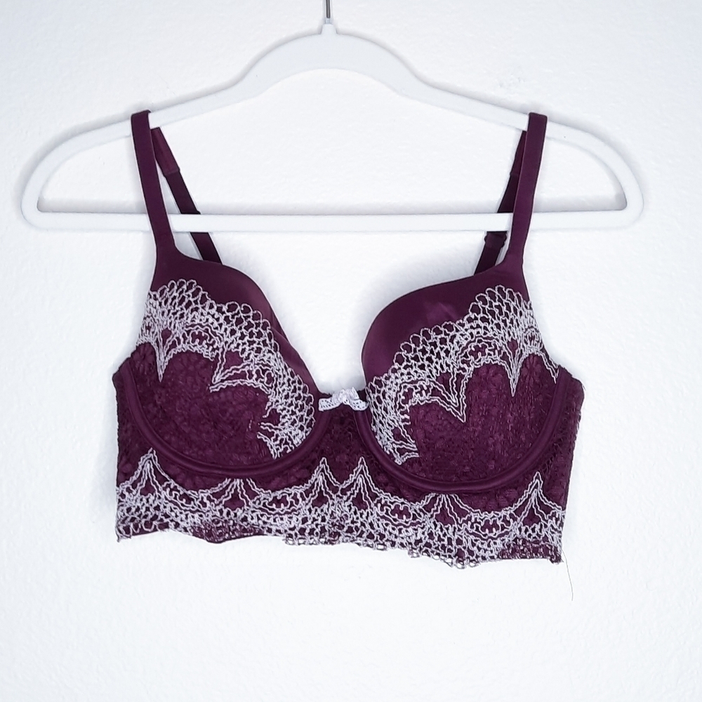 Victoria's Secret Purple Lace Underwired Body By Victoria Perfect Shape 34D